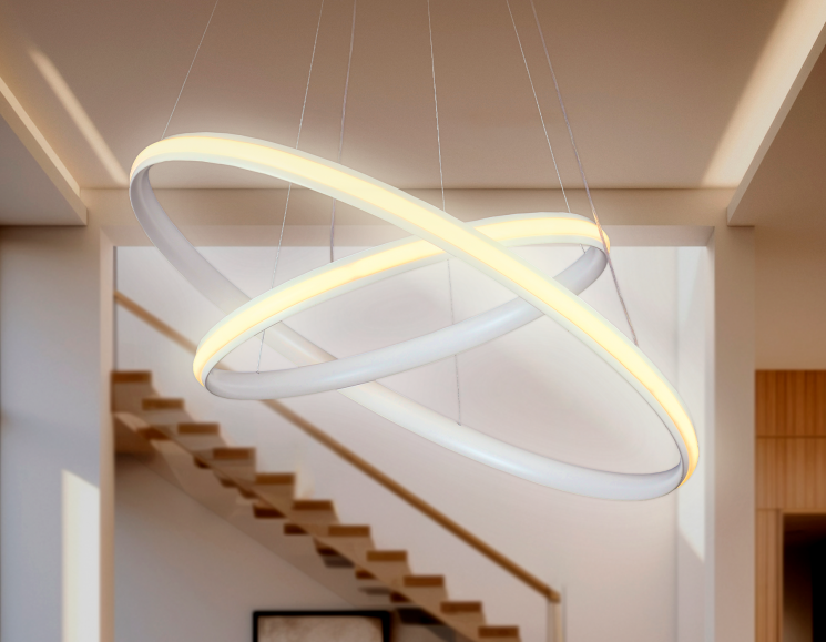 Подвесной светодиодный светильник Ambrella light FL407 WH белый 84W D600*1100 ПДУ