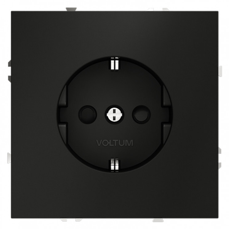 Розетка встраиваемая S70 с заземлением и защитными шторками, 16А VOLTUM VLS040208 черный