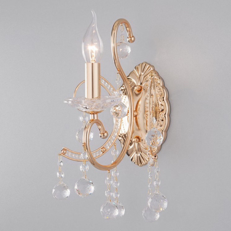 Настенный светильник  Eurosvet Collana 10096/1 золото/прозрачный хрусталь Strotskis