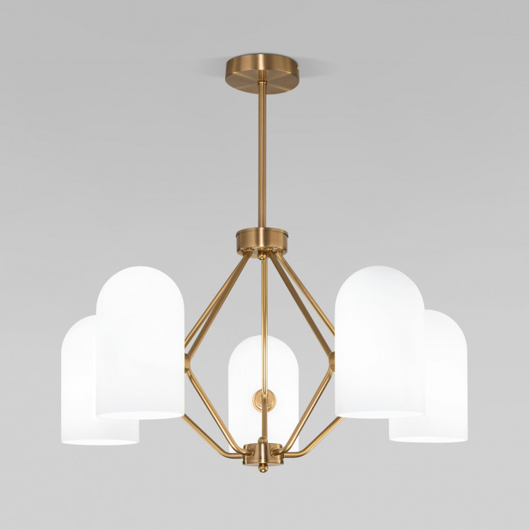 Потолочная люстра со стеклянными плафонами Eurosvet 60157/5 латунь Bambola