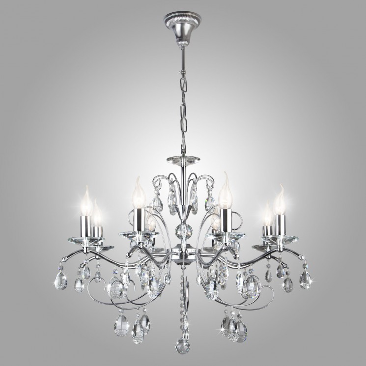 Подвесной светильник  Eurosvet Симфония 10059/8 хром/прозрачный хрусталь Strotskis