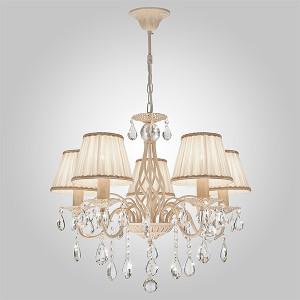 Подвесная люстра Eurosvet 10054/5 белый с золотом/прозрачный хрусталь Strotskis Amelia