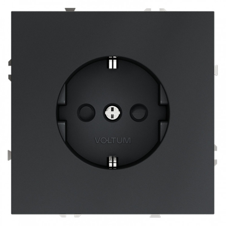 Розетка встраиваемая S70 с заземлением и защитными шторками, 16А VOLTUM VLS040207 графит