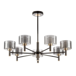 Люстра на штанге Citilux ELAN CL241171 D72 см Н23-53 см 7хG9 черный/золото/хром/серое стекло 