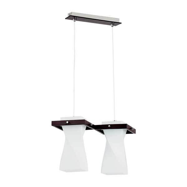 Подвесной светильник Alfa Tequila 12912 2хЕ27 Металл/дерево коричневый Стекло матовый(Ск)