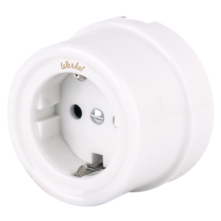 Розетка с заземлением белый Ретро Werkel W5671001 (WL18-03-01)