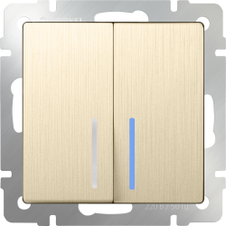 Выключатель двухклавишный с подсветкой шампань рифленый Werkel W1120110 (WL10-SW-2G-LED)