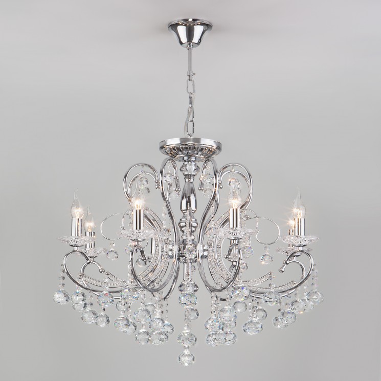 Подвесной светильник  Eurosvet Collana 10096/8 хром/прозрачный хрусталь Strotskis