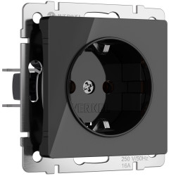 Розетка с заземлением (черный акрил) Werkel W1171048