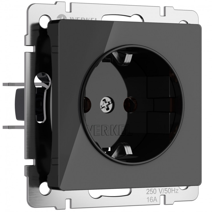 Розетка с заземлением (черный акрил) Werkel W1171048