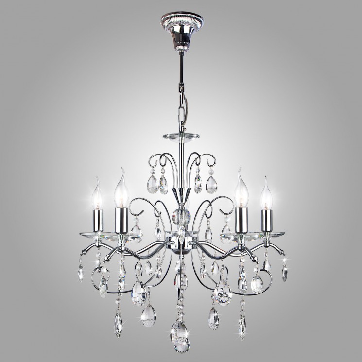 Подвесной светильник  Eurosvet Симфония 10059/5 хром/прозрачный хрусталь Strotskis