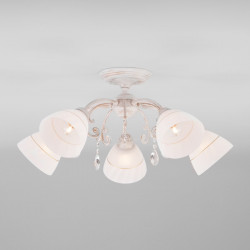 Люстра на штанге Eurosvet 30156/5 белый с золотом CAMILLA