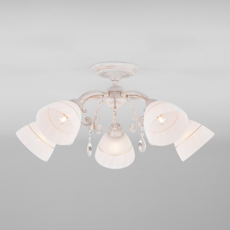 Люстра на штанге Eurosvet 30156/5 белый с золотом CAMILLA