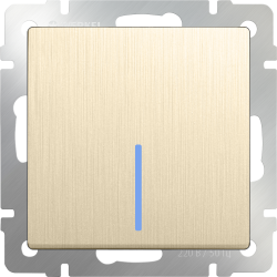 Выключатель одноклавишный проходной с подсветкой шампань рифленый Werkel W1112110 (WL10-SW-1G-2W-LED)
