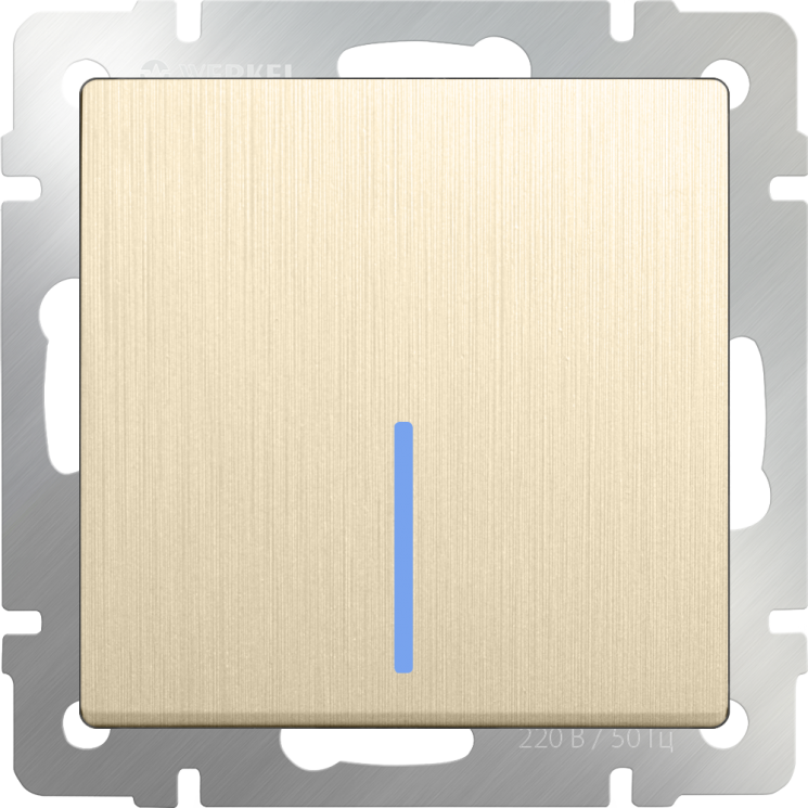 Выключатель одноклавишный проходной с подсветкой шампань рифленый Werkel W1112110 (WL10-SW-1G-2W-LED)