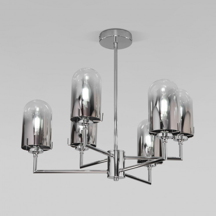 Потолочная люстра со стеклянными плафонами Eurosvet 60156/6 хром Pluto