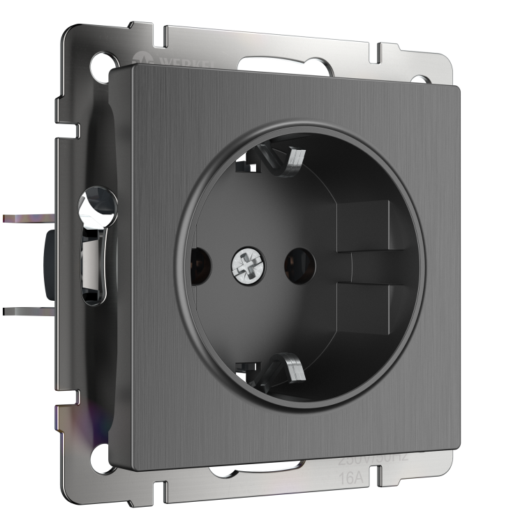 Розетка с заземлением Werkel графит рифленый W1171004 (WL04-SKG-01-IP20)