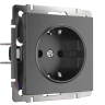 Розетка с заземлением Werkel графит рифленый W1171004 (WL04-SKG-01-IP20)