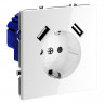 Розетка встраиваемая S70 с заземлением и защитными шторками, 16А, с USB, A+A VOLTUM VLS040401 белый глянец