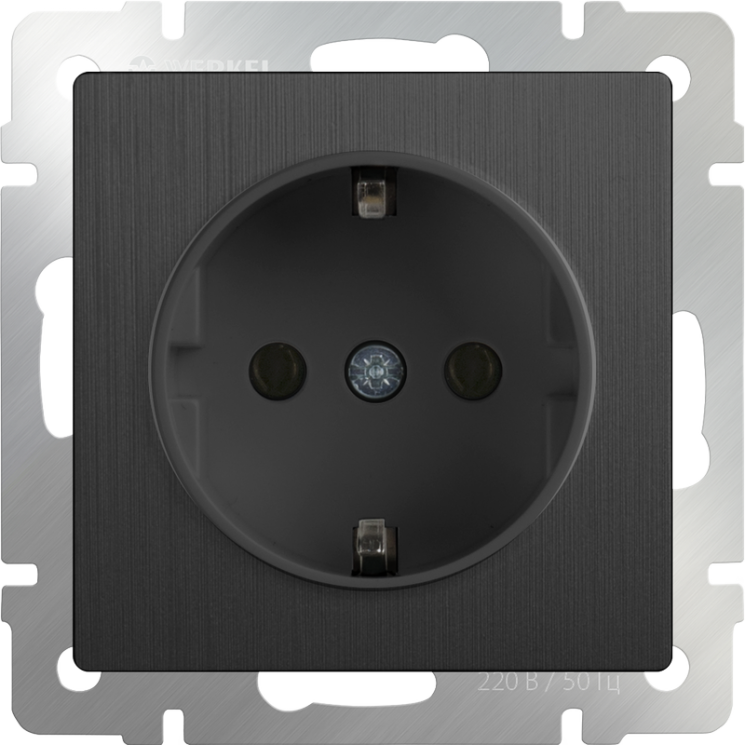 Розетка с заземлением и шторками Werkel графит рифленый W1171104 (WL04-SKGS-01-IP44)