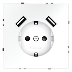 Розетка встраиваемая S70 с заземлением и защитными шторками, 16А, с USB, A+A VOLTUM VLS040402 белый матовый