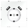 Розетка встраиваемая S70 с заземлением и защитными шторками, 16А, с USB, A+A VOLTUM VLS040402 белый матовый
