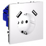 Розетка встраиваемая S70 с заземлением и защитными шторками, 16А, с USB, A+A VOLTUM VLS040402 белый матовый