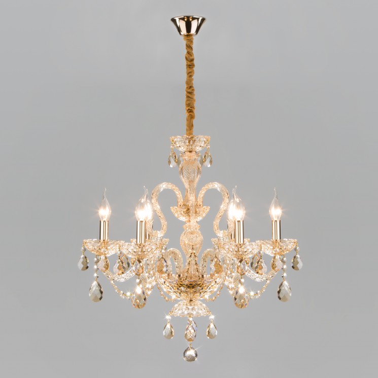 Подвесной светильник  Eurosvet Alcedo 10097/6 золото/тонированный хрусталь Strotskis