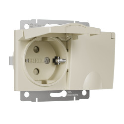 Розетка двойная влагозащ. с зазем. с защит. крышками и шторками (слоновая кость) W1172203 Werkel