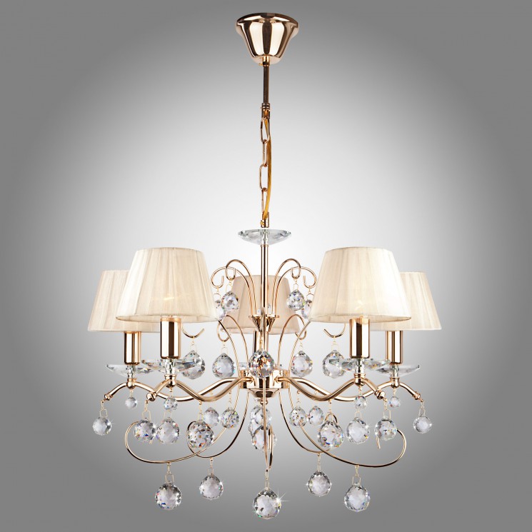 Подвесной светильник  Eurosvet Эстель 10058/5 золото/прозрачный хрусталь Strotskis