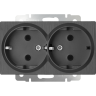 Розетка двойная с заземлением Werkel графит рифленый W1172004 (WL04-SKG-02-IP20)