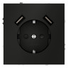Розетка встраиваемая S70 с заземлением и защитными шторками, 16А, с USB, A+A VOLTUM VLS040408 черный