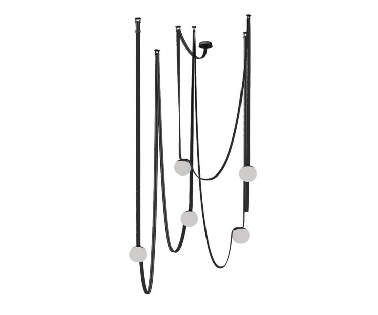 Kink Light 6424-2K,19 Комплект ременной трековой системы Сатори черный w80*60 h150 Led 5*12W (4000K)