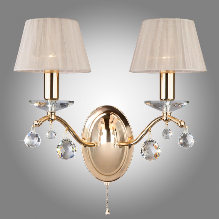 Светильник настенный Eurosvet Эстель 10058/2 золото/прозрачный хрусталь Strotskis