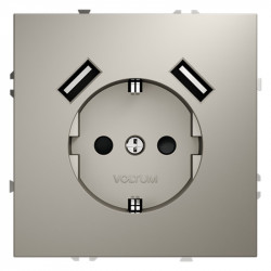 Розетка встраиваемая S70 с заземлением и защитными шторками, 16А, с USB, A+A VOLTUM VLS040403 кашемир