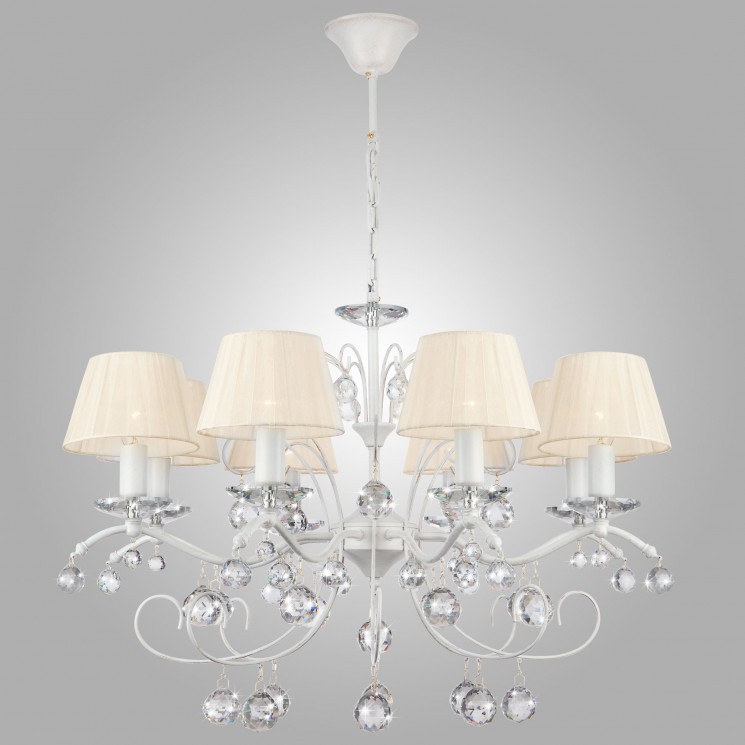 Подвесной светильник  Eurosvet Эстель 10058/8 белый с золотом/прозрачный хрусталь Strotskis
