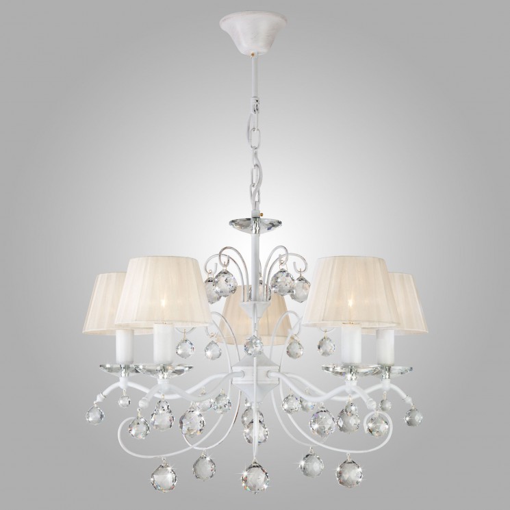 Подвесной светильник  Eurosvet Эстель 10058/5 белый с золотом/прозрачный хрусталь Strotskis