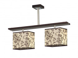 Люстра потолочная Luminex Malaga 4828 2хЕ27 Металл серебро/Дерево коричневый/ткань бежевый с коричневым рисунком(Ск)