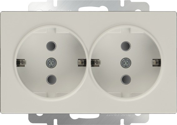 Розетка двойная с заземлением Werkel W1172003 (WL03-SKG-02-IP20 слоновая кость)