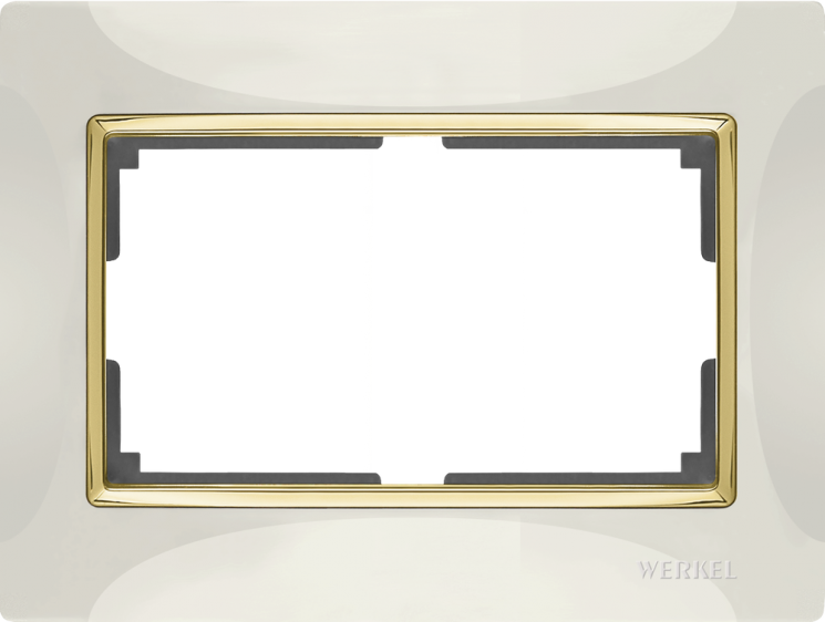 Рамка для двойной розетки слоновая кость/золото Werkel W0081932 (WL03-Frame-01-DBL-ivory-GD Snabb)