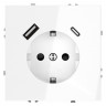 Розетка встраиваемая S70 с заземлением и защитными шторками, 16А, с USB, A+С VOLTUM VLS040501 белый глянец