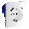 Розетка встраиваемая S70 с заземлением и защитными шторками, 16А, с USB, A+С VOLTUM VLS040501 белый глянец
