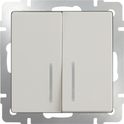 Выключатель двухклавишный с подсветкой слоновая кость Werkel W1120103 (WL03-SW-2G-LED-ivory)