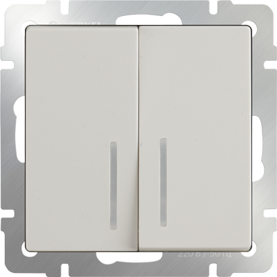 Выключатель двухклавишный с подсветкой слоновая кость Werkel W1120103 (WL03-SW-2G-LED-ivory)