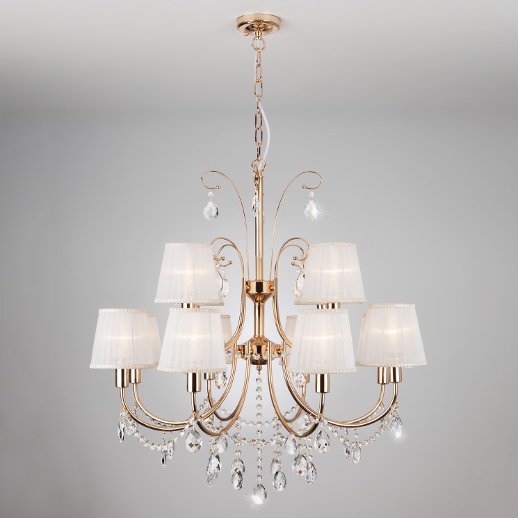 Подвесной светильник  Eurosvet Emiliana 10087/12 золото/прозрачный хрусталь Strotskis