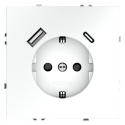 Розетка встраиваемая S70 с заземлением и защитными шторками, 16А, с USB, A+С VOLTUM VLS040502 белый матовый