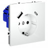 Розетка встраиваемая S70 с заземлением и защитными шторками, 16А, с USB, A+С VOLTUM VLS040502 белый матовый