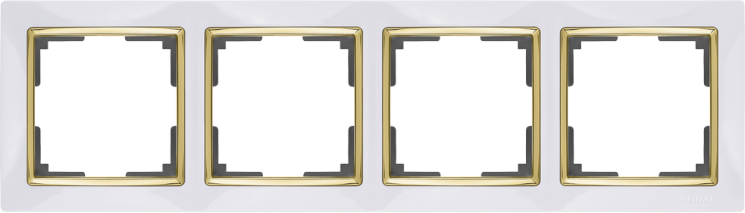 Рамка на 4 поста белый/золото Werkel W0041933 (WL03-Frame-04-white-GD Snabb)