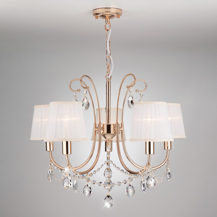 Подвесной светильник  Eurosvet Emiliana 10087/5 золото/прозрачный хрусталь Strotskis