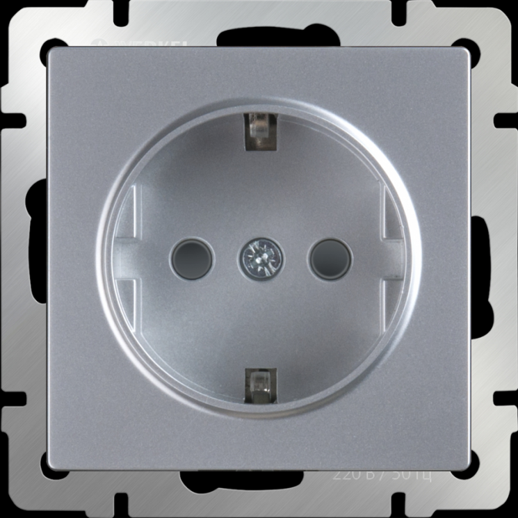 Розетка Werkel W1171106 (WL06-SKGS-01-IP44 серебряная)